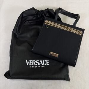 Versace Fragrances Canvas Bag Black Gold Travel Purse Handbag VIP GWP. New